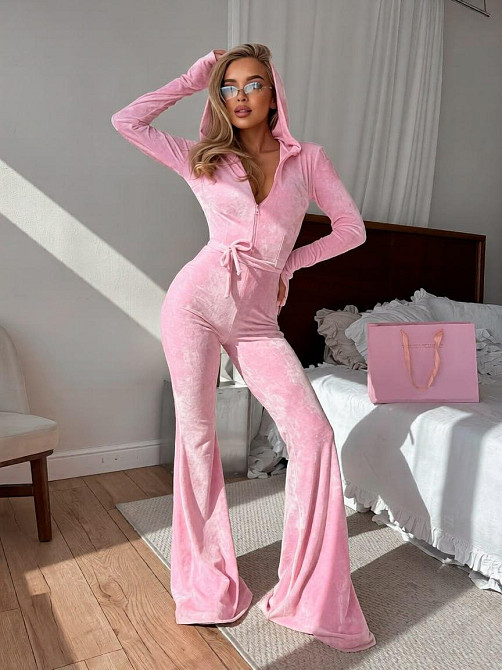 Жіночий стильний повсякденний велюровий комбінезон Рожевий, 46/48 Одеса - фото 1