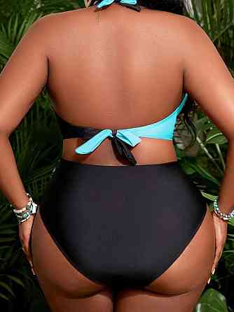 Купальник жіночий батал роздільний чорно-блакитний 2XL Київ