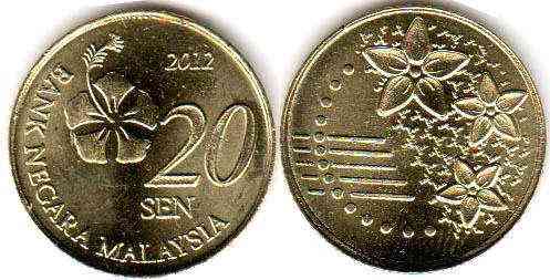 Malaysia Малайзія — 20 Sen 2012 UNC (БГ) Полтава