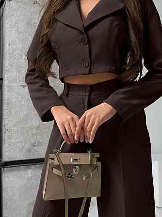 Жіночий діловий брючний костюм-двійка: жакет і штани костюмка Шоколад, 46/48 Одеса