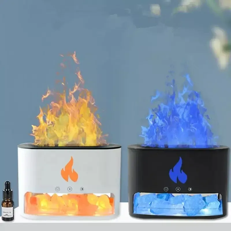 Соляная лампа  Flame с ультразвуковым увлажнителем воздуха 3-в-1. Солевой светильник ночник чёрный Днепр - изображение 3