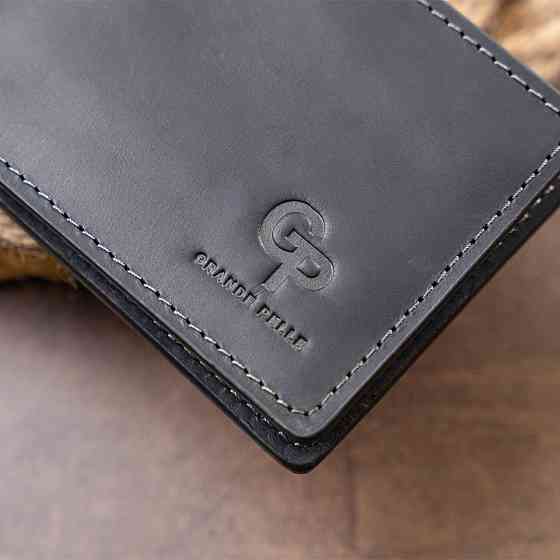 Стильное портмоне с зажимом для денег без застежки винтажное GRANDE PELLE 11296 Черное Киев