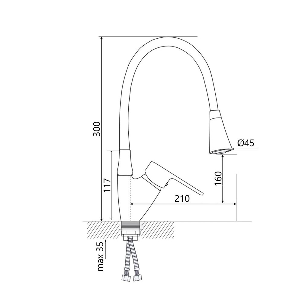 Змішувач для кухні Lidz Tani 008F3 з гнучким виливом (k40) LDTAN008F3WCR37037 Chrome/White Київ - фото 6