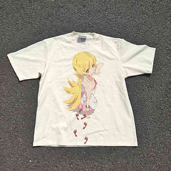 Футболка чоловіча з принтом аніме Аніме Моногатарі Серіес Схінобу оверсайз (S/M/L) Черний Дніпро