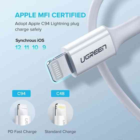 Кабель USB 2.0 Type-C M-Lightning M, 1 м, 3A, Nickel Plating ABS Shell Білий, US171 UGREEN Вінниця