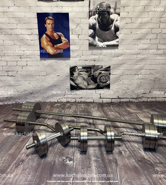 Набор 64 кг Штанга + W-образный гриф + Гантели наборные Гантели, гири, штанги и диски металлические блины Киев - изображение 4