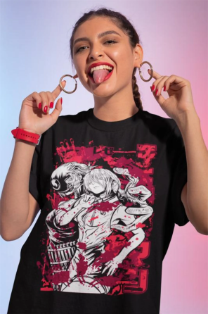 Футболка з аніме принтом Людина-бензопила оверсайз (S/M/L) Чорний AnimeJ0673 Дніпро