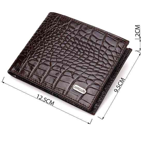 Містке чоловіче портмоне з натуральної шкіри з тисненням під крокодила CANPELLINI 21870 Коричневий Київ