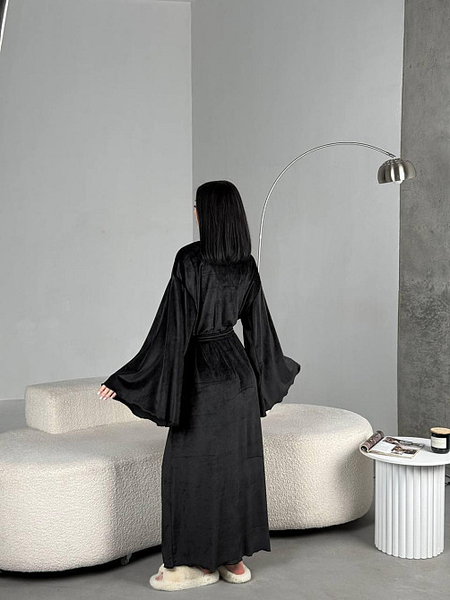 Женский стильный домашний велюровый макси халат плюш велюр Одесса - изображение 2