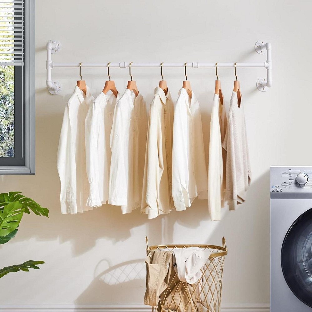 Вішалка настінна IBUYKE TYJ002W-2 біла трубна 127,7 см 4 полиці індустріальна металева для передпокою Київ - фото 7