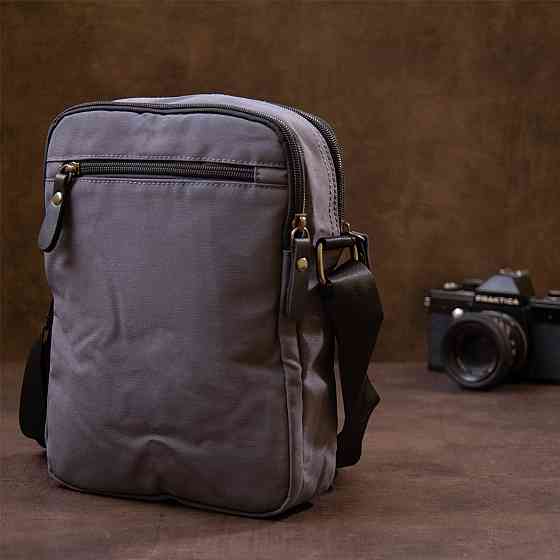 Универсальная текстильная мужская сумка на два отделения Vintage 20659 Графитовая Киев