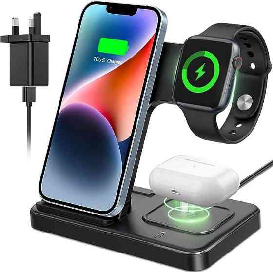Беспроводная зарядная станция 3-в-1, совместима с телефонами Apple, iWatch, Airpods Киев