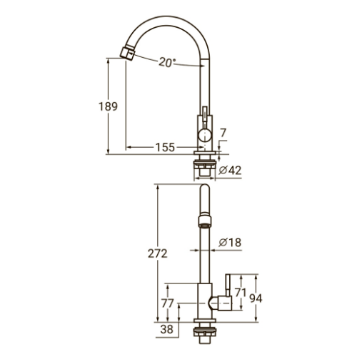 Змішувач KT 1/2" монокран на гайці Aquatica Житомир - фото 6