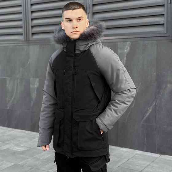 Парка чоловіча зимова з капюшоном Pobedov Seniora Udacha Gray Київ