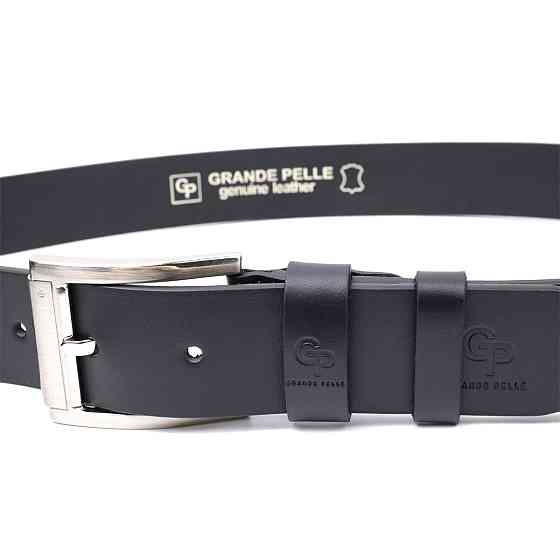 Удобный ремень под джинсы из натуральной кожи GRANDE PELLE 11683 Черный Киев