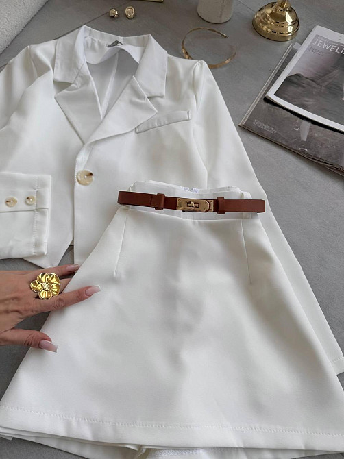 Женский базовый костюм двойка: пиджак + юбка+шорты костюмка Одесса - изображение 5