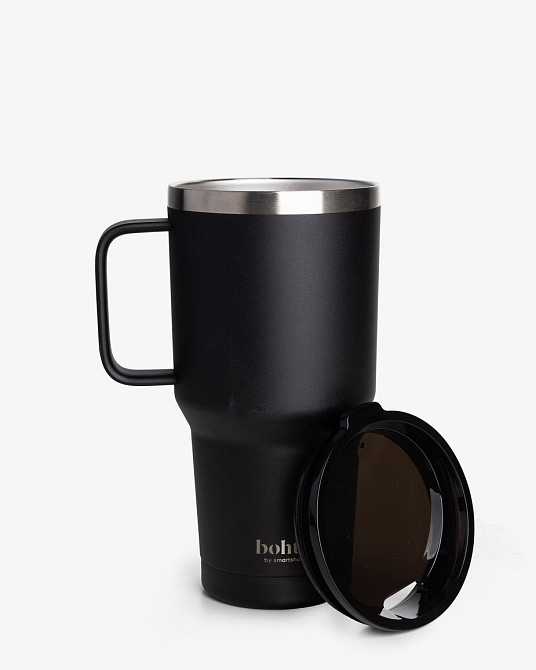 Термостакан (ізольована чашка) Bohtal з ручкою з нержавіючої сталі Tumbler Black 900 ml Кам'янське - фото 1