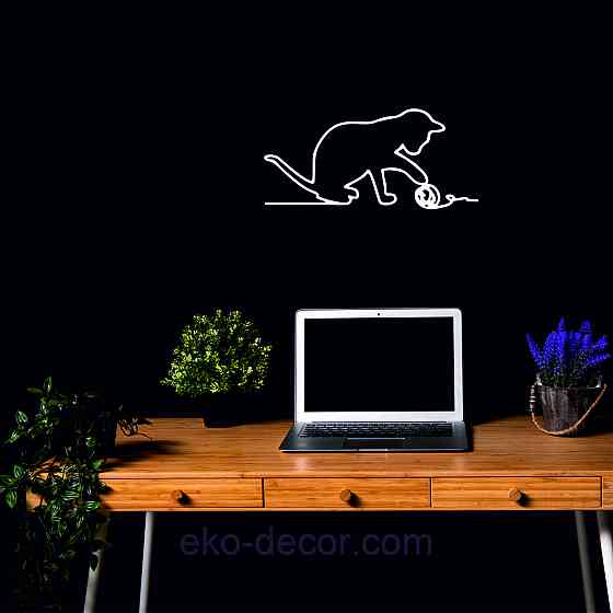 Декоративное настенное 3D Панно «Кот» Декор на стену с объемом 90*43 см, Белый Киев