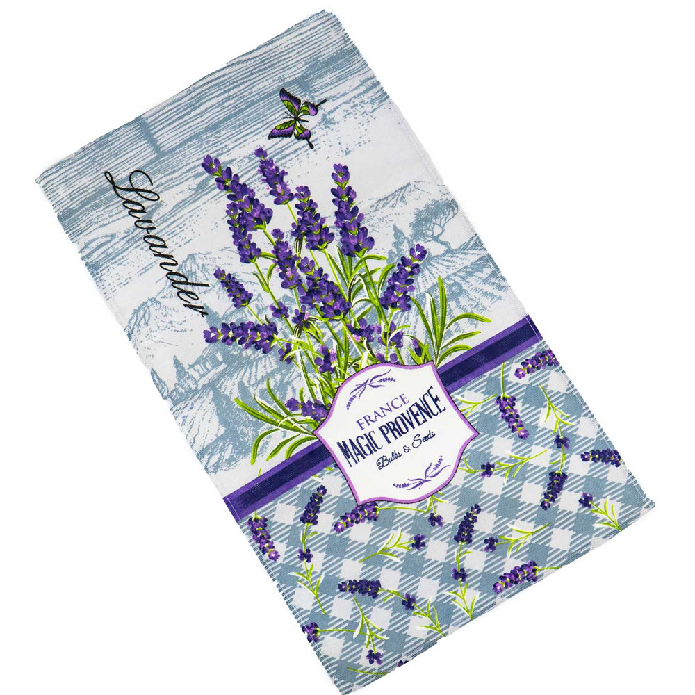 Кухонний рушник рогожка з петелькою та принтом magic provence 35х61см 180г/м2 (Лавандовий) Суми - фото 1