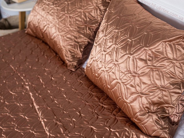 Укртекс Комплект Укртекс 180х220 см атласний покривало із наволочками Бронзовий Коломия - фото 2