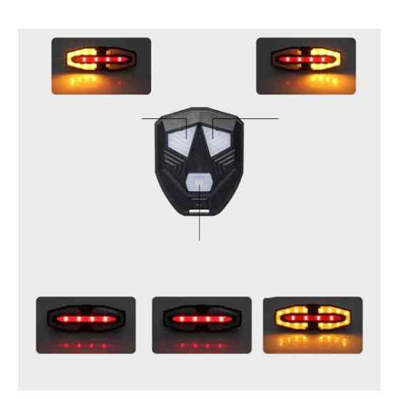 Велофонарь Waterproof LY-5510 Red+Yellow Type-C Li-Ion с указанием поворотов Бровары