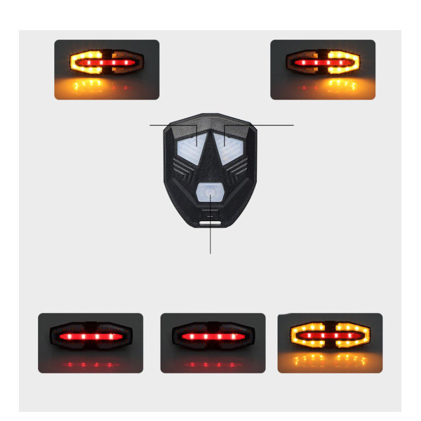 Велоліхтар Waterproof LY-5510 Red+Yellow Type-C Li-Ion із зазначенням поворотів Бровари - фото 3