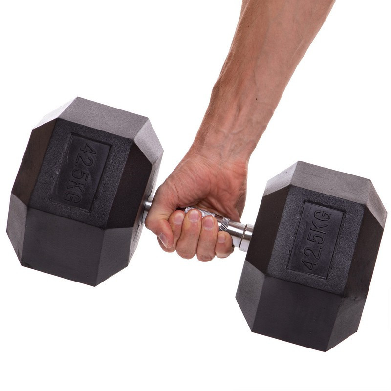 Гантель 42.5 кг суцільна шестигранна Zelart-2679-42_5 Київ - фото 1