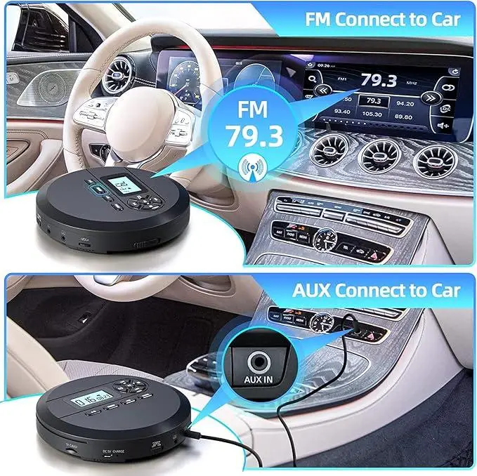 Портативний CD-плеєр MP111B Black: Програвач із динаміками, FM-передавачем, акумулятором 2000 mAh та функцією Anti-Shock Київ - фото 5