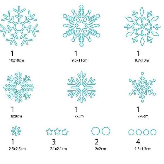 Новогодние снежинки на окна 30 на 20 см голубой Киев