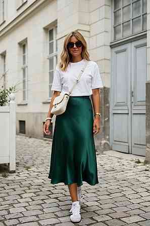 Женская юбка атласная Зеленый 42/44 Харьков