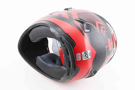 Шолом інтеграл, закритий (сертифікація DOT)+відкидні окуляри BLD-М61 M (57-58см), ЧОРНО-ЧЕРВОНИЙ (флуоресцентний) Київ