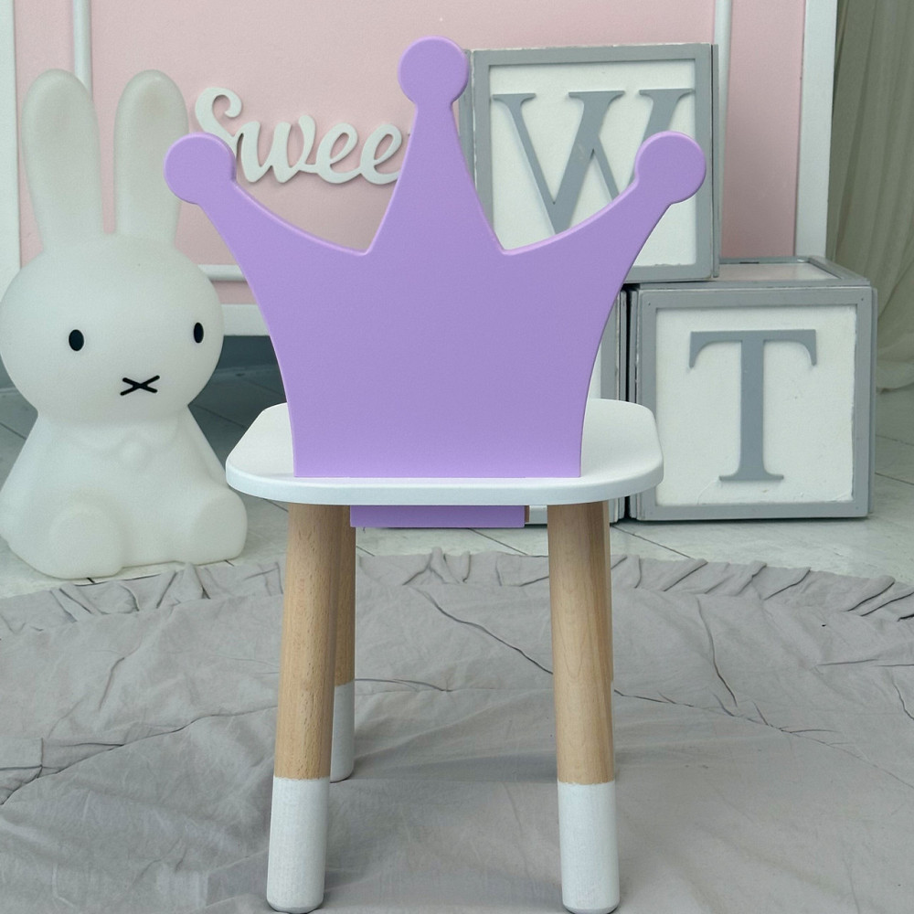 Дитячий стільчик корона 26.5х26х25см, стілець для дівчинки від 1 року, білий з фіолетовим Київ - фото 2
