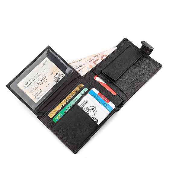 Чоловічий гаманець італійська шкіра Чорний (ST Leather) Київ