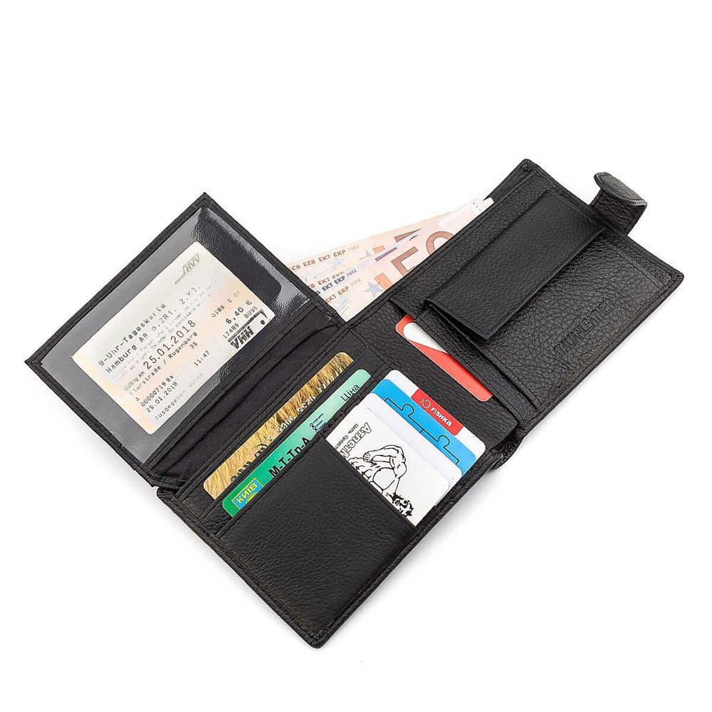 Чоловічий гаманець італійська шкіра Чорний (ST Leather) Київ - фото 3