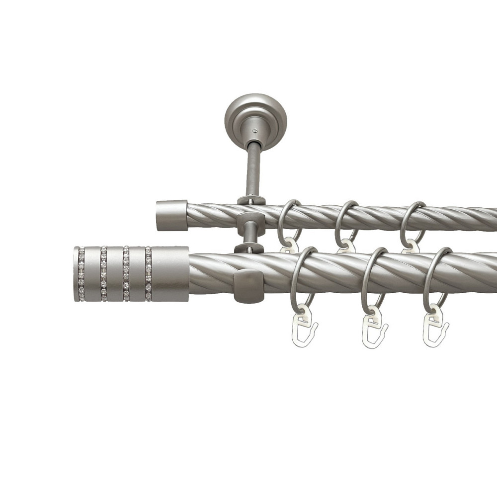 Карниз Orvit Барамелла металевий дворядний відкритий скручена труба кільце металеве Сатин 25\16 мм 240 см (00-00023518) Львів - фото 1