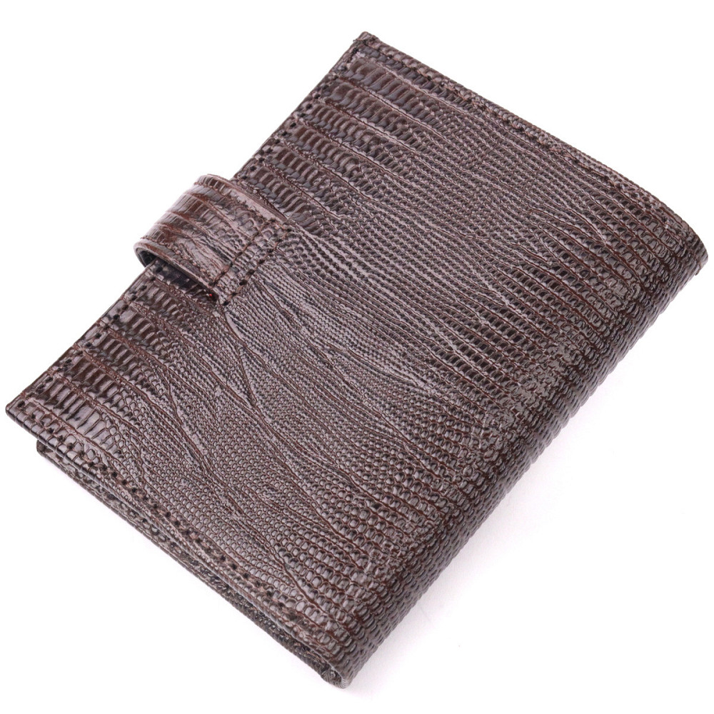 Вместительный вертикальный мужской кошелек из фактурной кожи Коричневый (KARYA) Киев - изображение 6