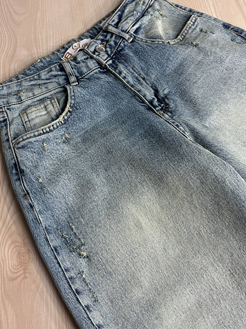 Джинси жіночі I8 51777 широкі скейтер baggy з потертостями блакитні , блакитний, 28, 28, 76 см, 108 см Київ - фото 18