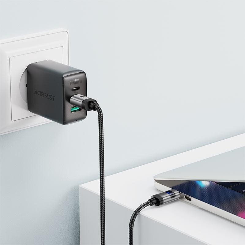 Кабель ACEFAST C15-03 USB-C to USB-C zinc alloy digital display braided charging data cable Black Київ - фото 6