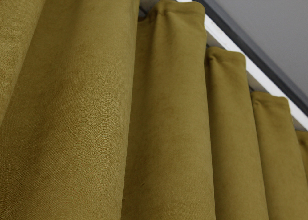 Комплект готовых штор VR-Textil Микровелюр Petek № 1514ш Горчичный 150х290 см 2 шт (33-0382) Киев - изображение 6