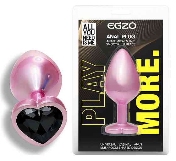 Анальна пробка з кристалом EGZO - Pink Perl Heart Plug Black, size S Sex Aura Київ