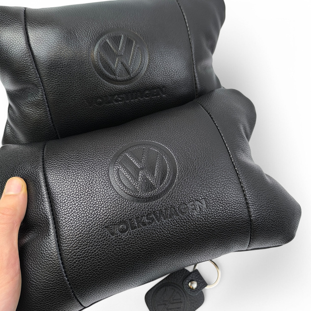 Набір шкіряних подушок 2шт - Volkswagen на підголовник у машину, UK-887 Автомобільна подушка Київ - фото 5