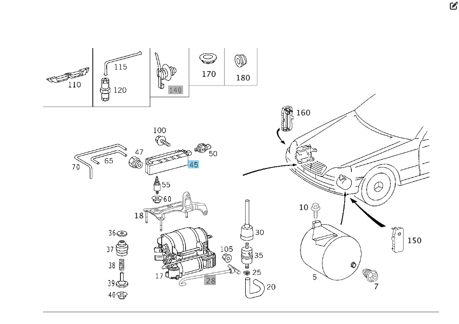 Mercedes-Benz  A2203200258 Блок клапанів пневмопідвіски S-class short W220 S-class long V220 Одеса - фото 7