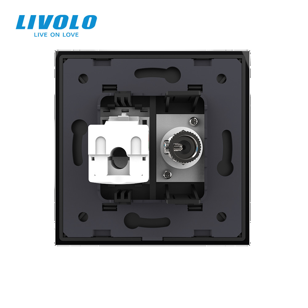 LIVOLO Розетка комп'ютерна RJ-45 і ТБ розетка Livolo чорний скло (VL-C791VC-12) Коломия - фото 4