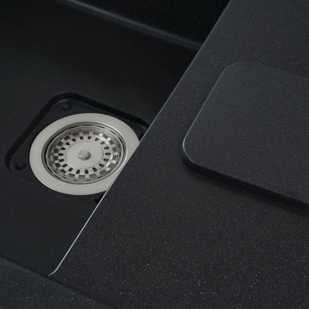 PLATINUM Гранітна мийка для кухні Platinum 7850 CUBE матова Чорний металік Київ - фото 5