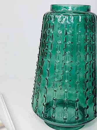 Ваза скляна 16,5*16,5*27,5 см "Марта" зелене товсте скло Київ