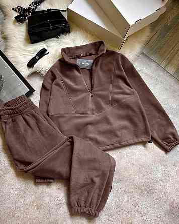 Женский теплый прогулочный костюм: кофта и брюки двусторонний флис Шоколад, 42/46 Одесса