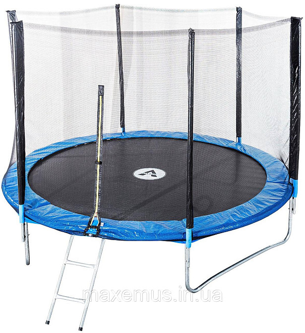 Батут детский Atleto 312 см с защитной сеткой и лестницей батут для детей садовый батут синий Мостиська - фото 12