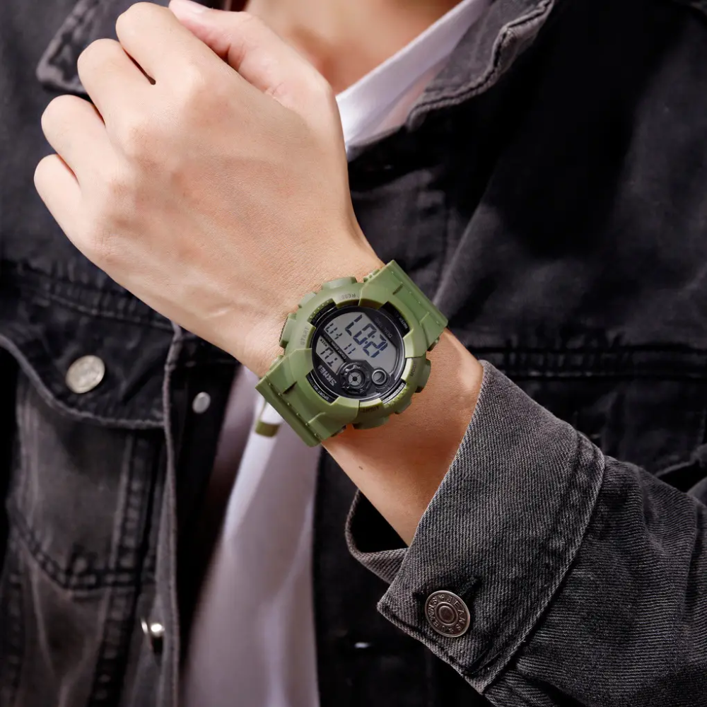 Мужские наручные спортивные часы Skmei 1583 Зеленый с белым Винница - изображение 7