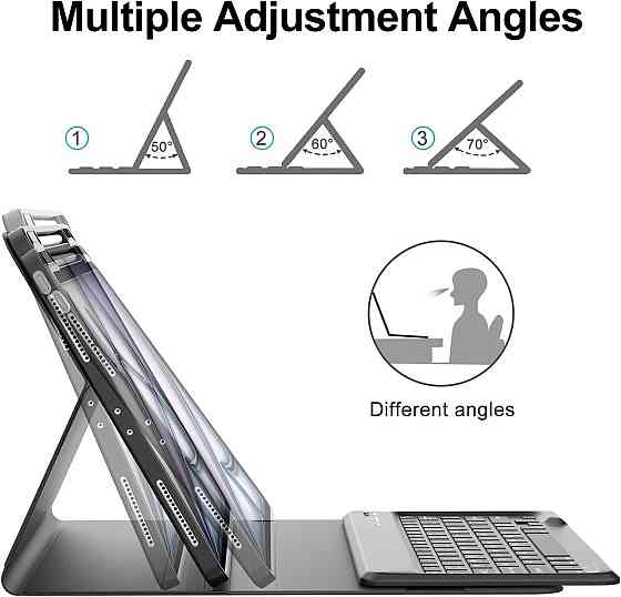 Клавіатура-кейс IVEOPPE для iPad Air 13'' (M2/M3) і iPad Pro 12.9'' 2018–2022, знімна Bluetooth підсвітка UK USB‑C чорна Київ