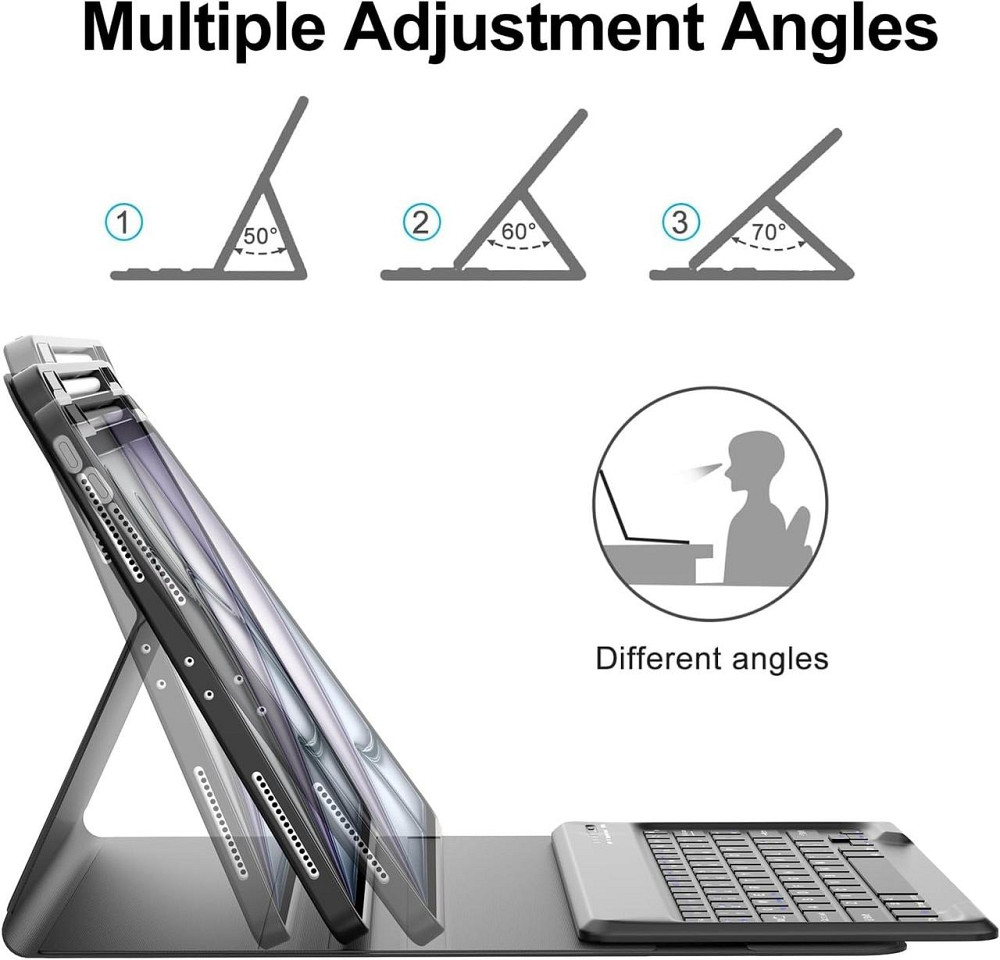 Клавіатура-кейс IVEOPPE для iPad Air 13'' (M2/M3) і iPad Pro 12.9'' 2018–2022, знімна Bluetooth підсвітка UK USB‑C чорна Київ - фото 5